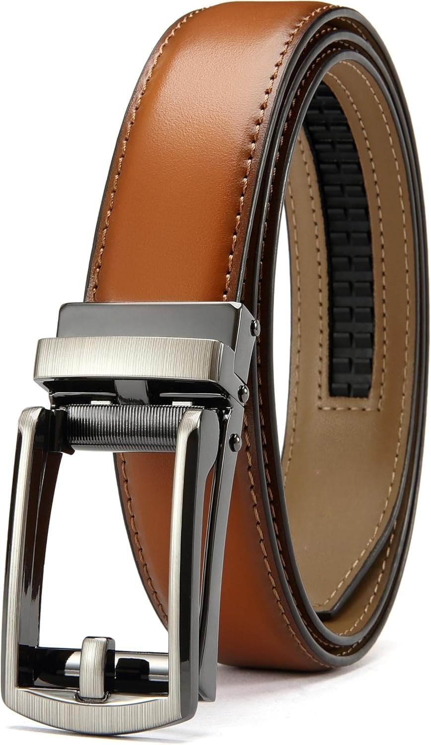Comfort Click Ratchet 1 1/4' Genuine Leather Dress Belt Men Perfect Shoes Executive.