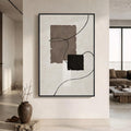 Extra Large Framed Neutral Abstract Wall Art, Vertical Modern Canvas Prints Paintings Artwork for Walls, Minimalist Beige Brown Block Pictures for Living Room Bedroom Entryway Wall Decor 40x60 In