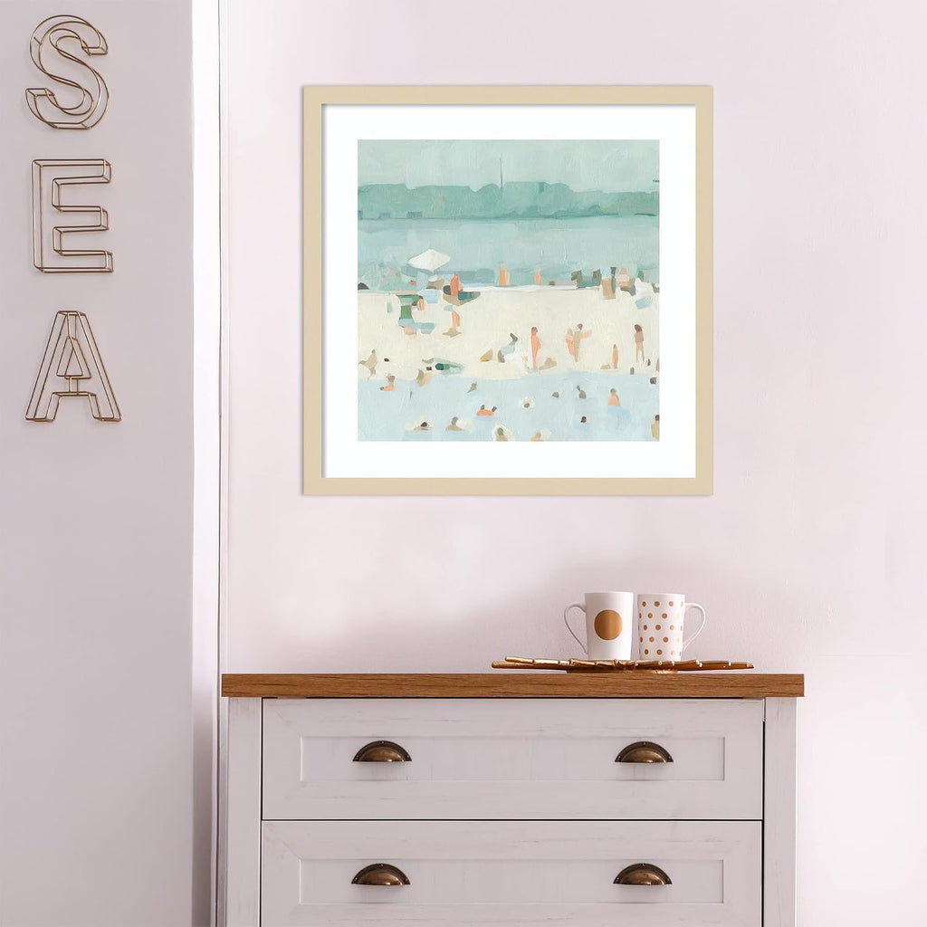 Amanti Art Framed Wall Art Print 21x21 Sea Glass Sandbar I by Emma Scarvey, Abstract Wall Art, Coastal Decor, Medium Poster Painting Artwork for Living Room, Bedroom, Bathroom, Kitchen, Office or