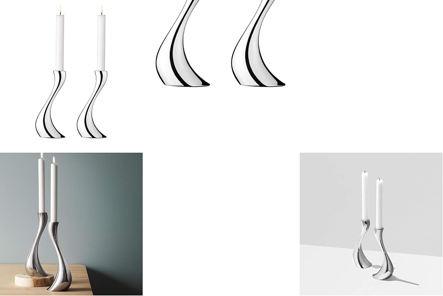 Georg Jensen Cobra Medium Candle Holder Set of 2