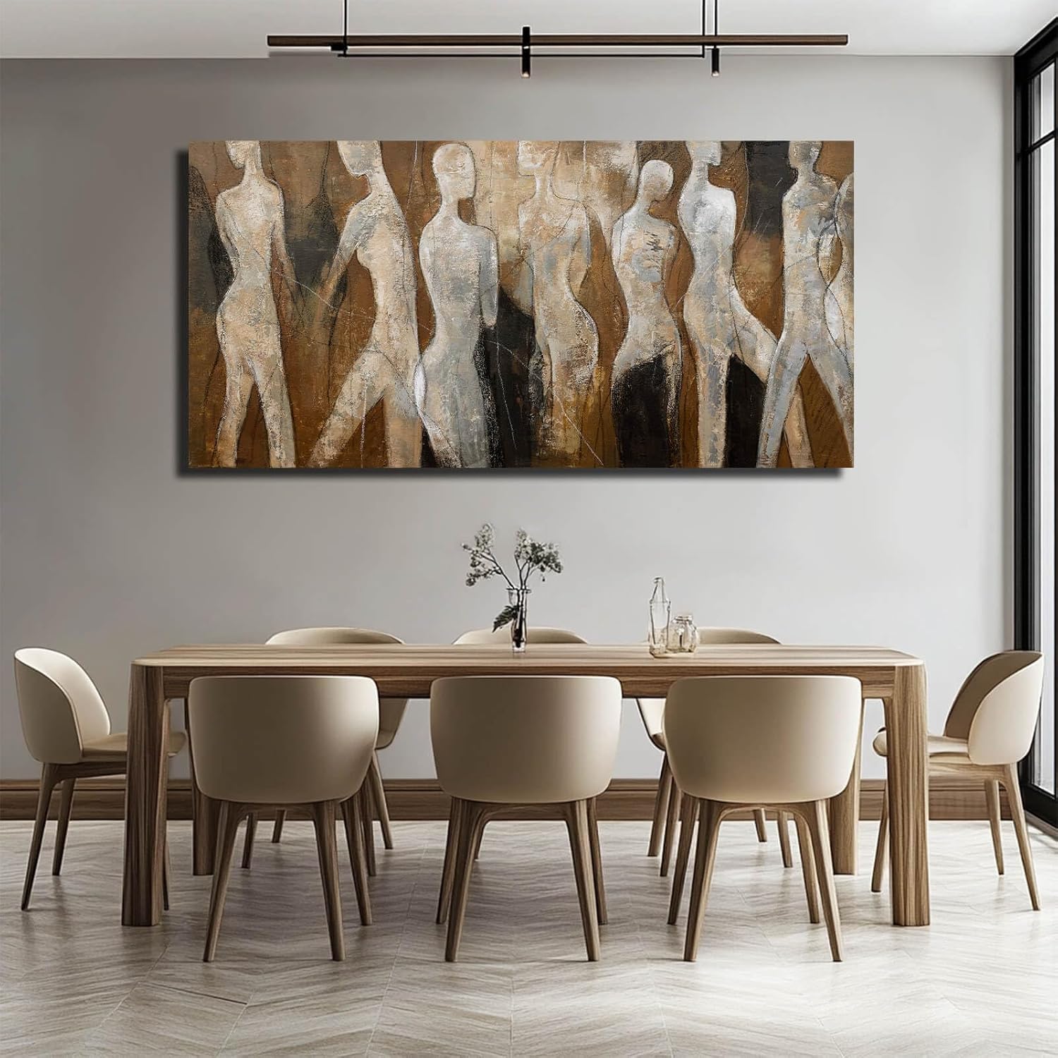 CHUDANHAO Graffiti Line Artwork Brown Picture Wall Decor Black Abstract Wall Art for Living Room Hotel Office Wall Hanging Decor 29'x58' Large Size