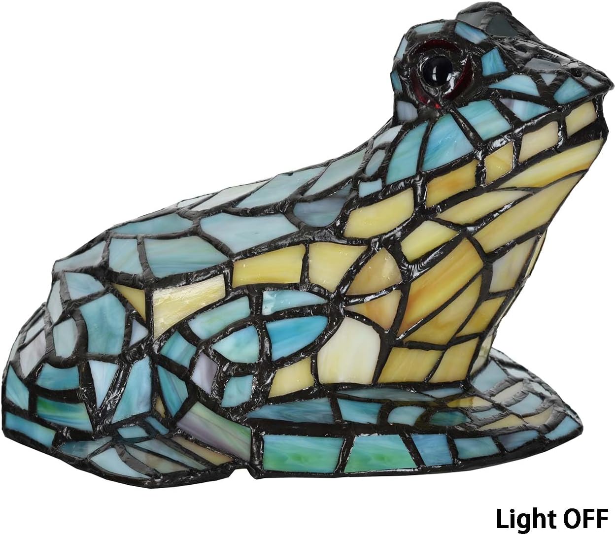 Bieye L10829 Frog Table Lamp Tiffany Style Stained Glass Accent Night Light for Home Décor Nursery Bedside (Multi-Colored)