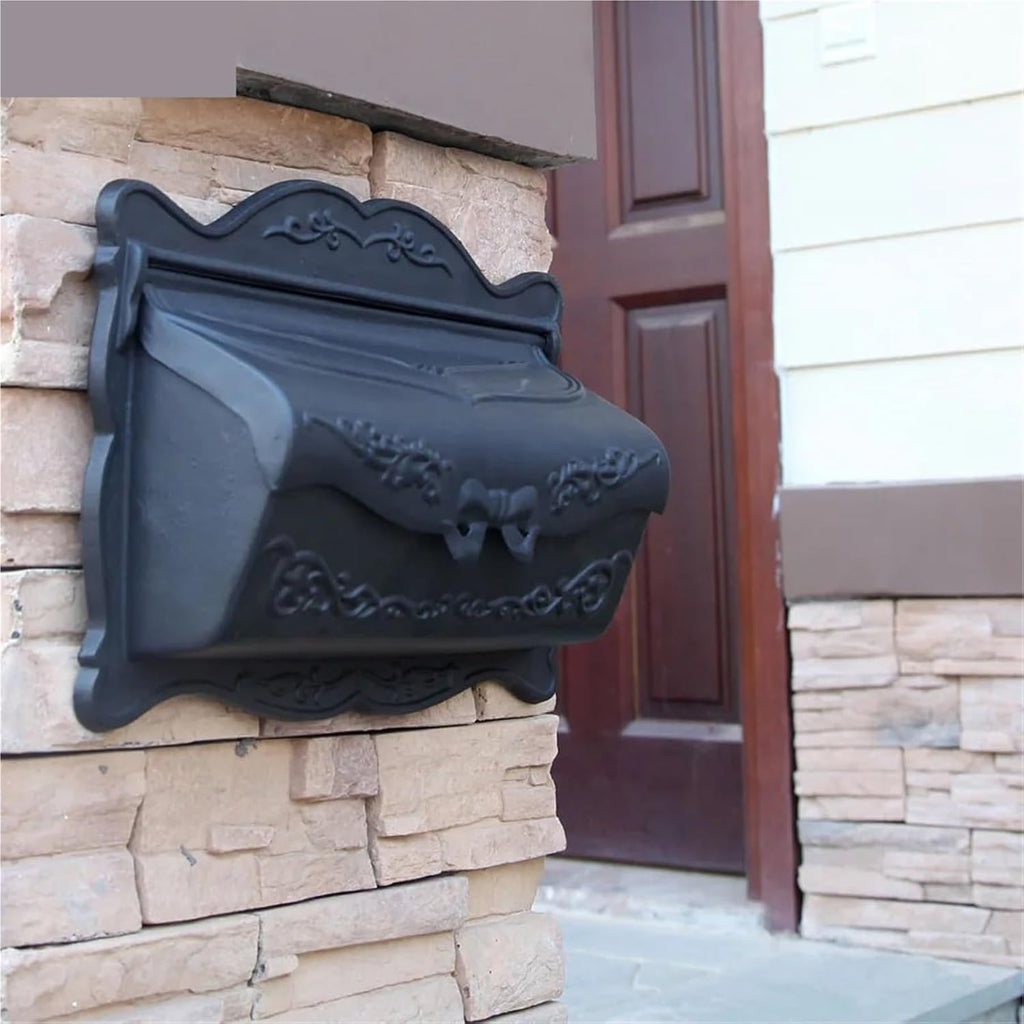 Vintage Exterior Post Mailbox, Aluminum Newspaper Mail Box for House(Bronze)