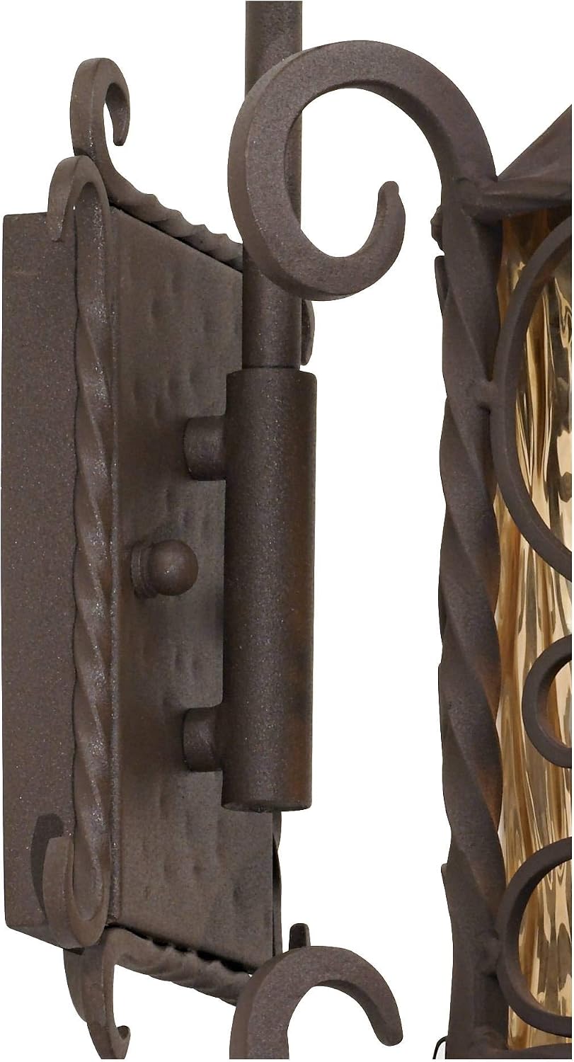 John Timberland Casa Seville Rustic Outdoor Wall Light Fixture Dark Walnut Scroll 13 1/4' Champagne Hammered Glass for Exterior House Porch Patio Outside Deck Garage Yard Front Door Garden Home