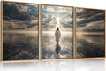 HPNIUB Jesus Canvas Wall Art Set, Jesus Walking On Water Framed Wall Decor Christian Religious Modern Serenity Prayer Art Prints Artwork for Living Room,Bedroom,Farmhouse,Prayer Room-24 x36 x3