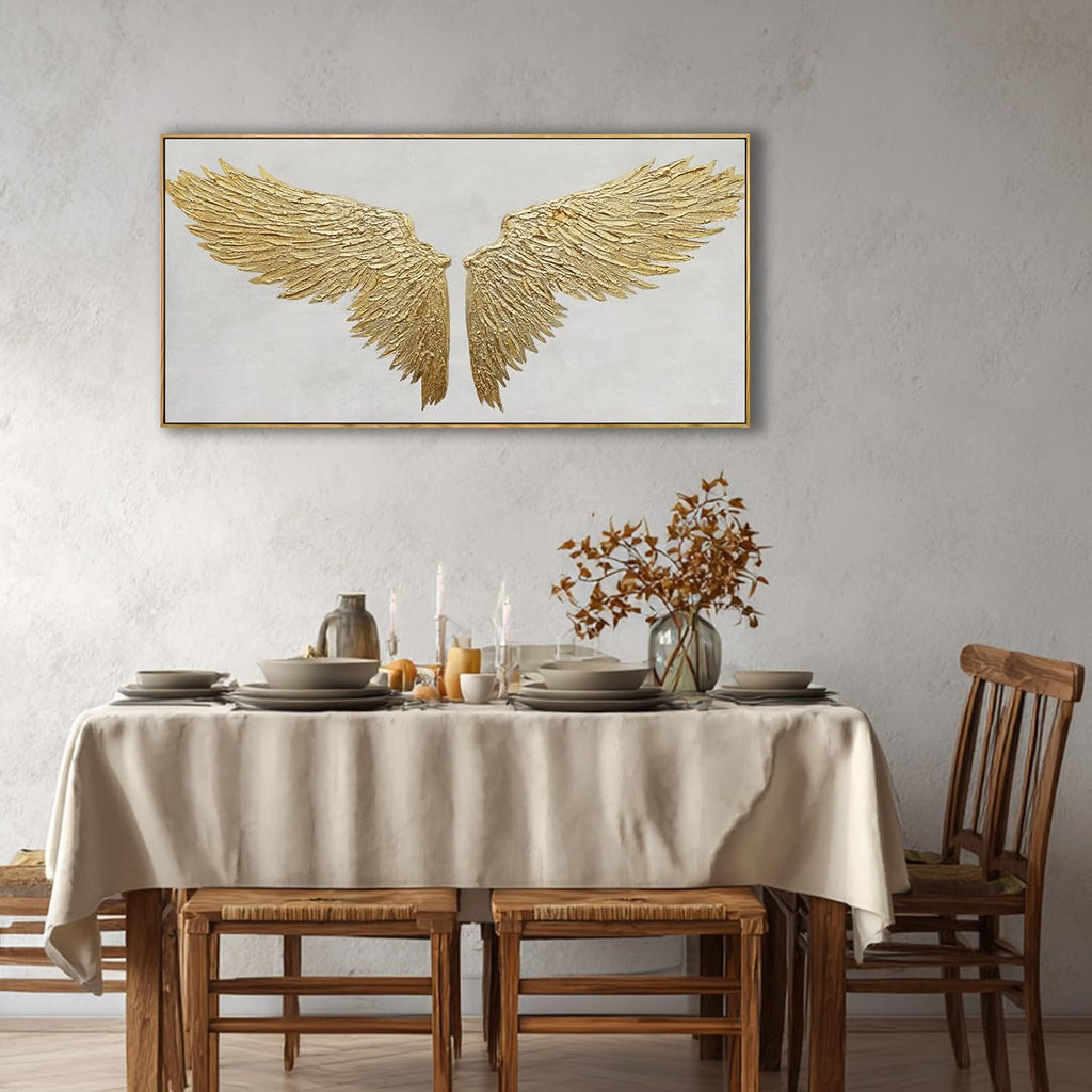 White and Gold Wall Decor Framed Modern Abstract Wall Art Bird Canvas Prints Paintings Neutral Wall Art for Bedroom Office Kitchen 20'x 40'