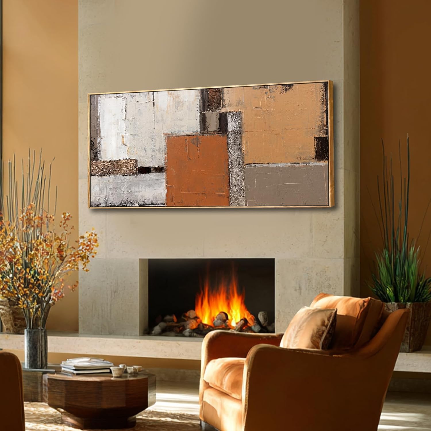 Artexist Modern Wood Wall Decor Geometric Wall Art Abstract Decorative Painting 32'x70' Large Pictures for Bedroom Decorations for Office