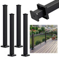 Egadis 4 Pack 3 in. x 3 in. x 39 in. Aluminum Railing Post, Porch and Deck Railing Post with Screws, Black Textured AAMA 2604 Powder-Coat Finish Stair Post for Decks, Porches & Balconies