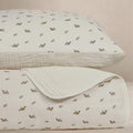 Oilo Squirrel Crib Bedding Set, 5-Layer Organic Cotton Muslin Crib Quilt & Sham, Squirrel Nursery, Toddler Comforter 45x60, Reversible, Neutral Cream