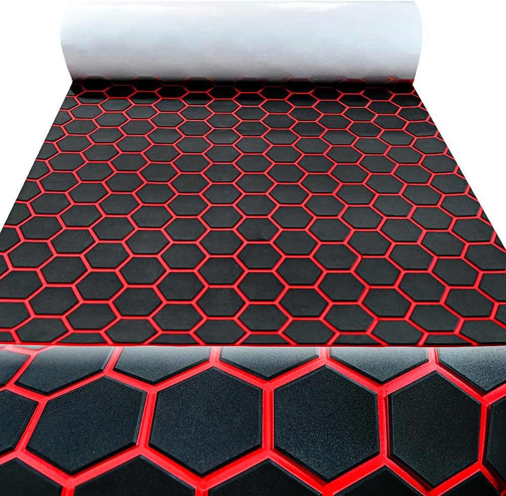 43.31' /37.7' New Hexagon EVA Self-Adhesive Boat Flooring and Decorative Fish for Yacht Pool Boat Flooring Sheet Thick Non-Skid mat