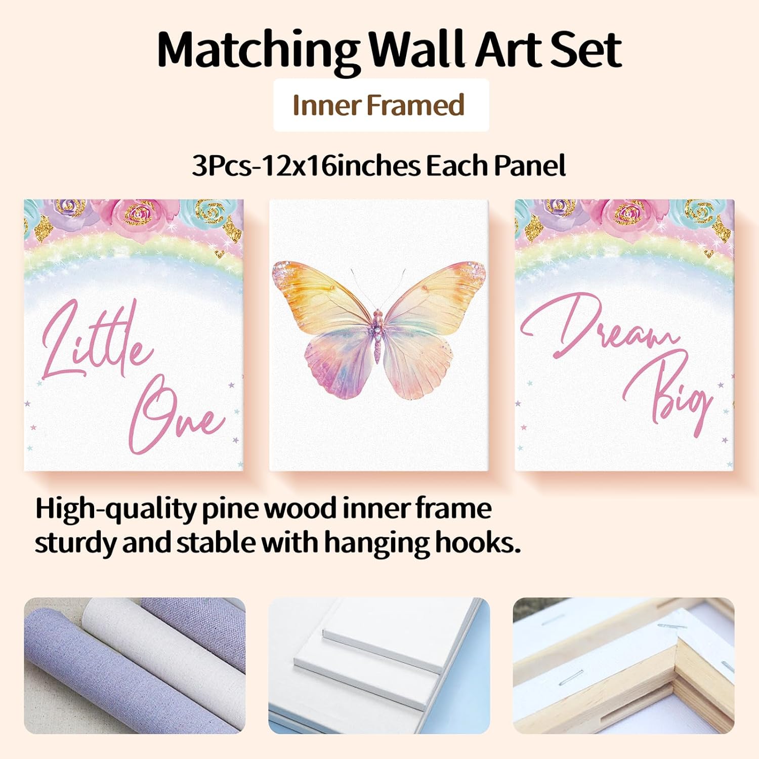 Personalized Baby Crib Bedding Set, Custom Name Nursery Bedding, Butterfly 5 Pcs Baby Bedding Set for Girl Boy, Double Layer Crib Set, Customized Gifts(Fixed Size)