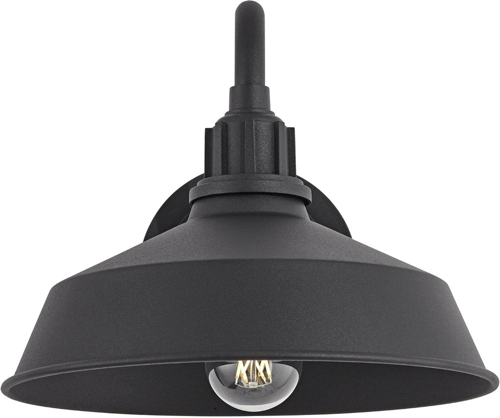 Franklin Iron Works Arnett Rustic Urban Barn Outdoor Wall Light Fixture Smooth Black Aluminum 10 1/2' Gooseneck Arm for Exterior House Porch Patio Outside Deck Garage Yard Front Door Garden Home