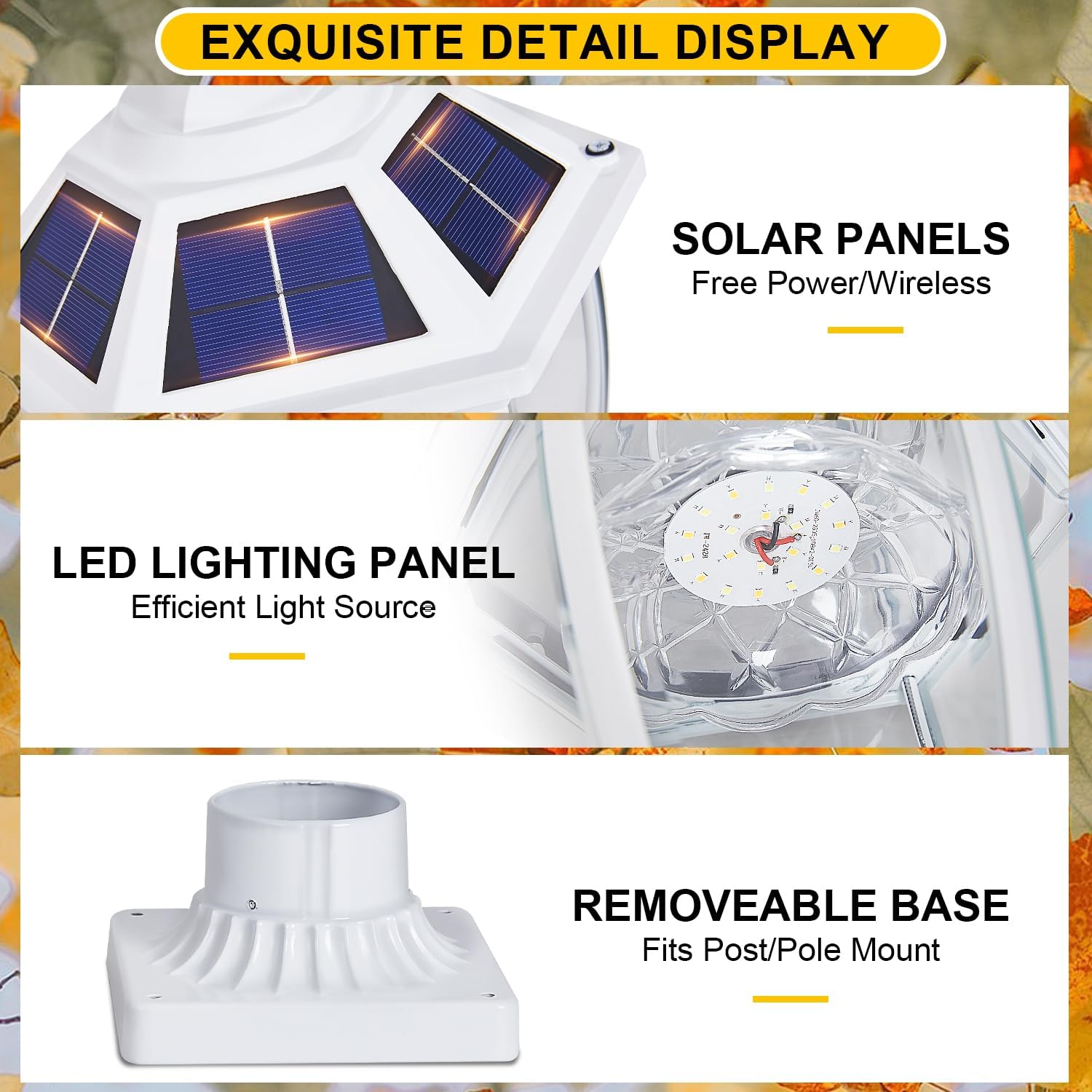 Dusk to Dawn Solar Lamp Post Light with Waterproof, Oil-Rubbed White Solar Pillar Lights with Clear Glass, Aluminum Exterior Pier Lamps for Patio Yard Pathway
