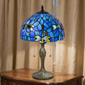 Tiffany Table Lamp, 3 Color-Temperature Dragonfly Stained Glass Lamp,12 Inch Tiffany Style Lamp for Bedroom Living Room Home, Handcrafted Light, Included Bulb (Blue)