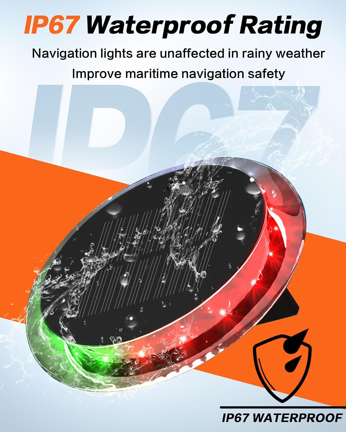 IZTOSS 6 Modes Solar Powered Waterproof Navigation Lights with Wireless Remote Control Pontoon Starboard Sailing Signal Lights for Marine Outdoor Sports Camping Hiking