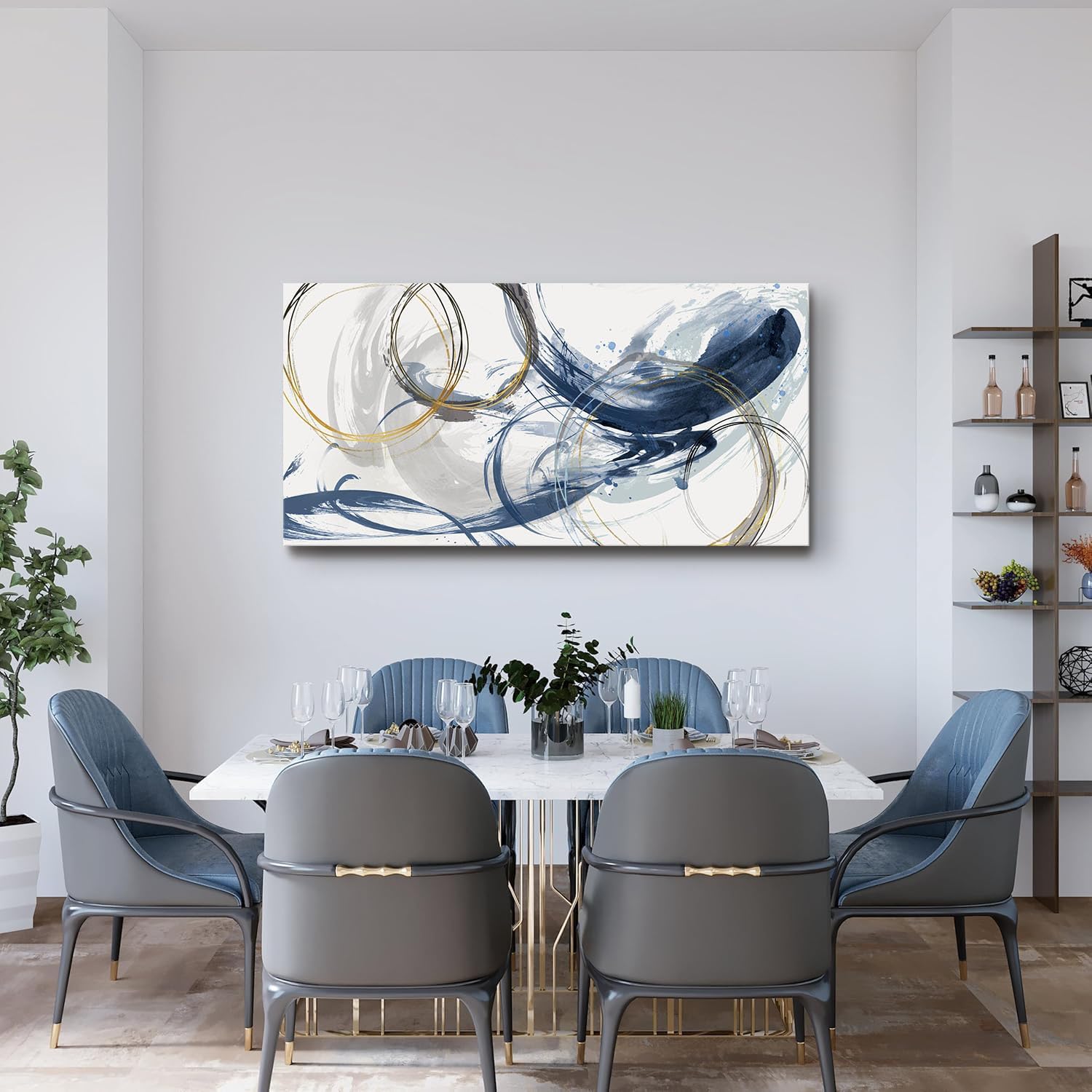 Sxurmtiie lagre Canvas Wall Art Abstract Art Paintings Blue Fantasy Colorful Graffiti on White Background 30inch x60inch Modern Artwork wall Decor for Living Room Bedroom Kitchen