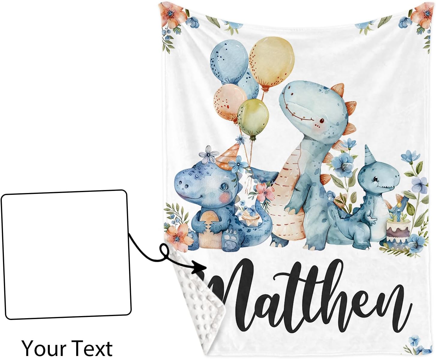 Personalized Crib Bedding Set for Baby Boys Girls, Custom Name Baby Crib Sets 5-Pcs - Toddler Double Layer Blanket Fitted Sheet Changing Pad Cover Rug Wall Art Set, Dinosaur Theme Nursery Décor