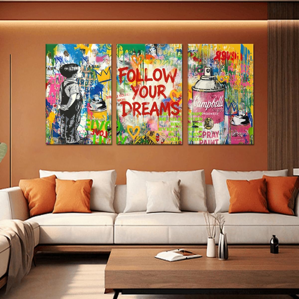 Novatique Banksy Canvas Wall Decor Street Graffiti Wall Art Colorful Cool Painting Graffiti Poster Canvas Print for Bedroom Bathroom,24' x 36' x 3pcs