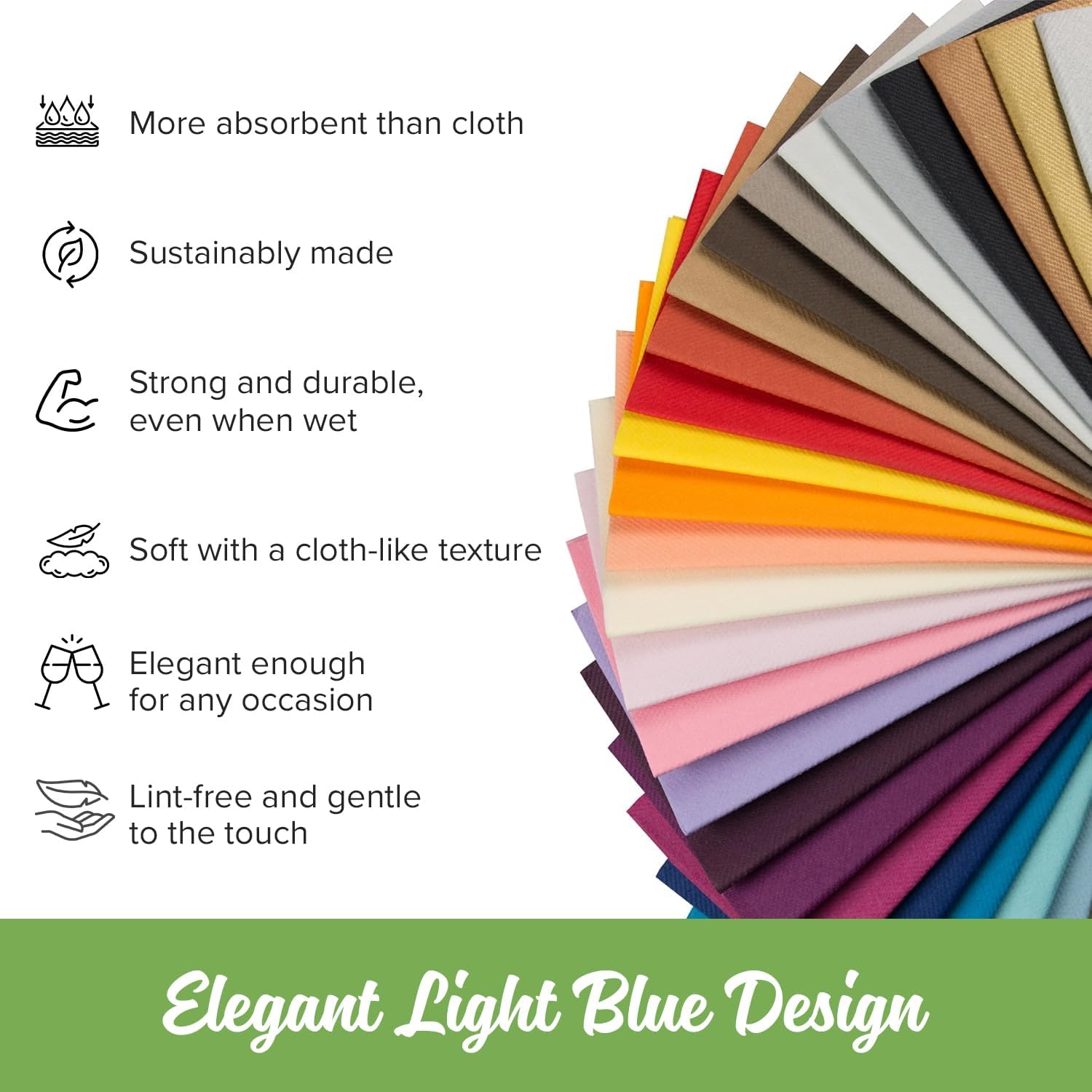 SimuLinen Light Blue Linen Feel Disposable Dinner Napkins - Cloth-Like Kosher Napkins for Celebrations, Weddings, and Showers, 16'x16', Box of 300