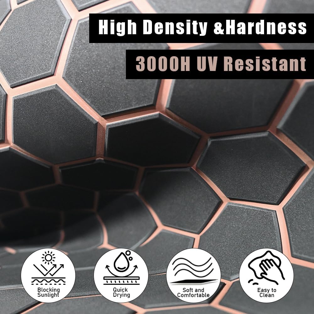 43.31' /37.7' New Hexagon EVA Self-Adhesive Boat Flooring and Decorative Fish for Yacht Pool Boat Flooring Sheet Thick Non-Skid mat