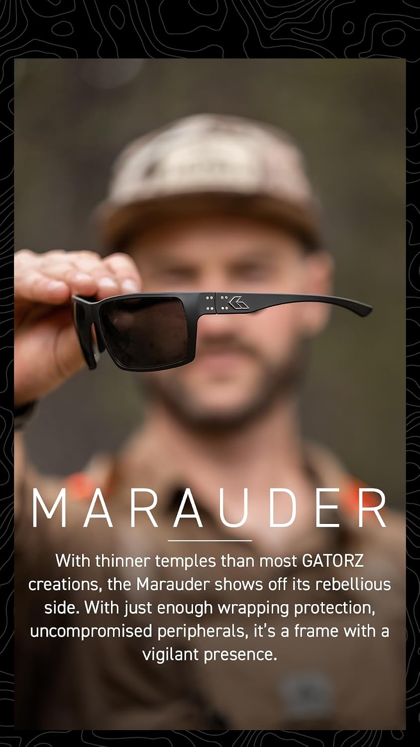 Gatorz Eyewear Marauder Sunglasses – Black Anodized/Silver Logo – Smoke Lens – CNC-Machined Aluminum, Adjustable Fit – Made in USA (GZ-12-031)