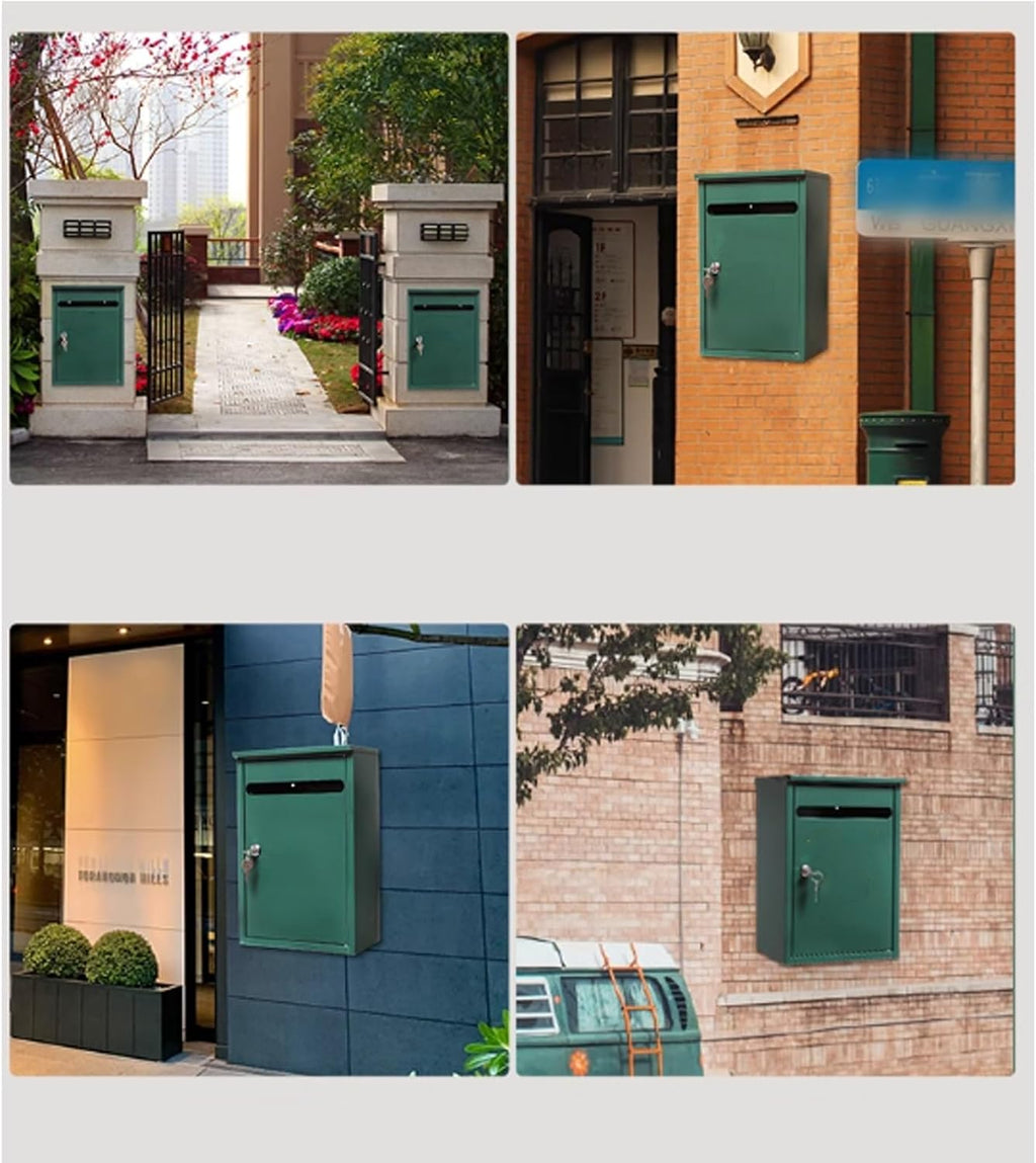 Security Mailboxes for Outside,Locking Wall Mount,Large Capacity Metal Postbox for Outdoor,10 x 4 x 14 Inches