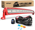Nilight LED Light Bar 42 Inch Triple Row Spot Flood Combo Lights Red Shell with Wiring Harness Kit for Fog Driving Work Lighting on Off-Road Truck Tractor SUV ATV UTV Boat