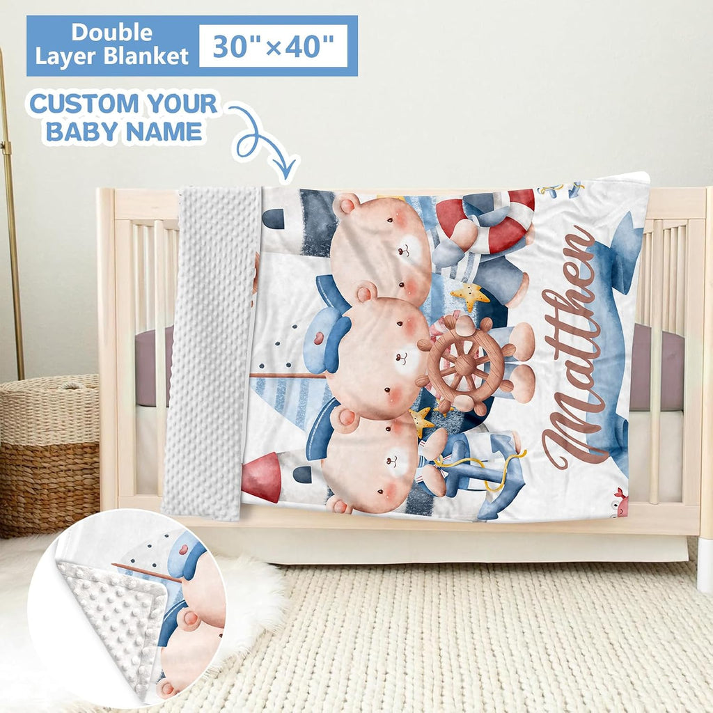 Custom Crib Bedding Set 5 Piece for Girls Boys – Personalized Sailor Bear Theme, Newborn Sleep Set, Nursery Decor, Toddler Room Essentials, Infant Sleep, Baby Room Accessories, Baby Gift