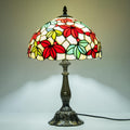 Tiffany Style Stained Glass Table Lamp, Maple Leaf Desk Light with Antique Bronze Resin Base, Multicolor Reading Lighting for Bedroom, Living Room, Office 12'X12'X19 (Maple-White)