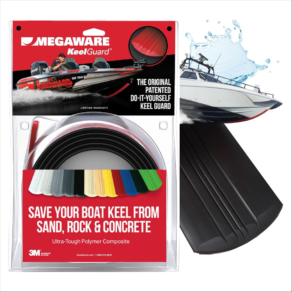 MEGAWARE KEELGUARD USA-Made, Original DIY Keel Guard, 5-Inch Wide, 4-12ft Sizes, 11 Colors, Complete Install Kit with Primer, Hull Protector, for Fiberglass and Some Aluminum Boats, Marine-Grade