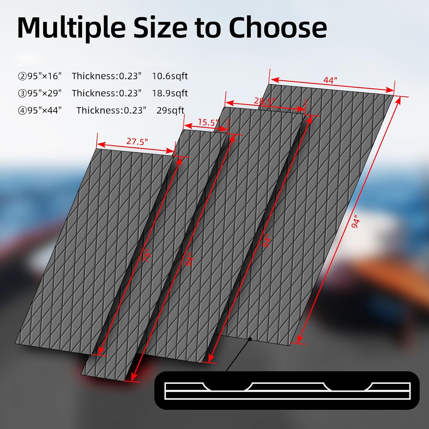 Boat Flooring EVA Foam Boat Decking Sea Deck Boat Flooring Self-Adhesive Faux Teak Marine Boat Decking Non-Slip Mat for Boat Deck Yacht Motorboat Fishing Boat Surfboard Kayak 94x44/28/16