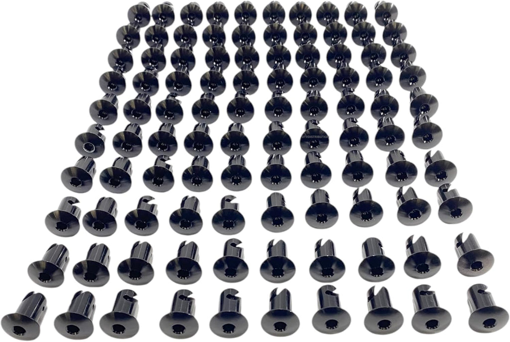 7/16' Black Aluminum Dzus Button Dome Allen Head Quarter Turn Fasteners .500 (100)