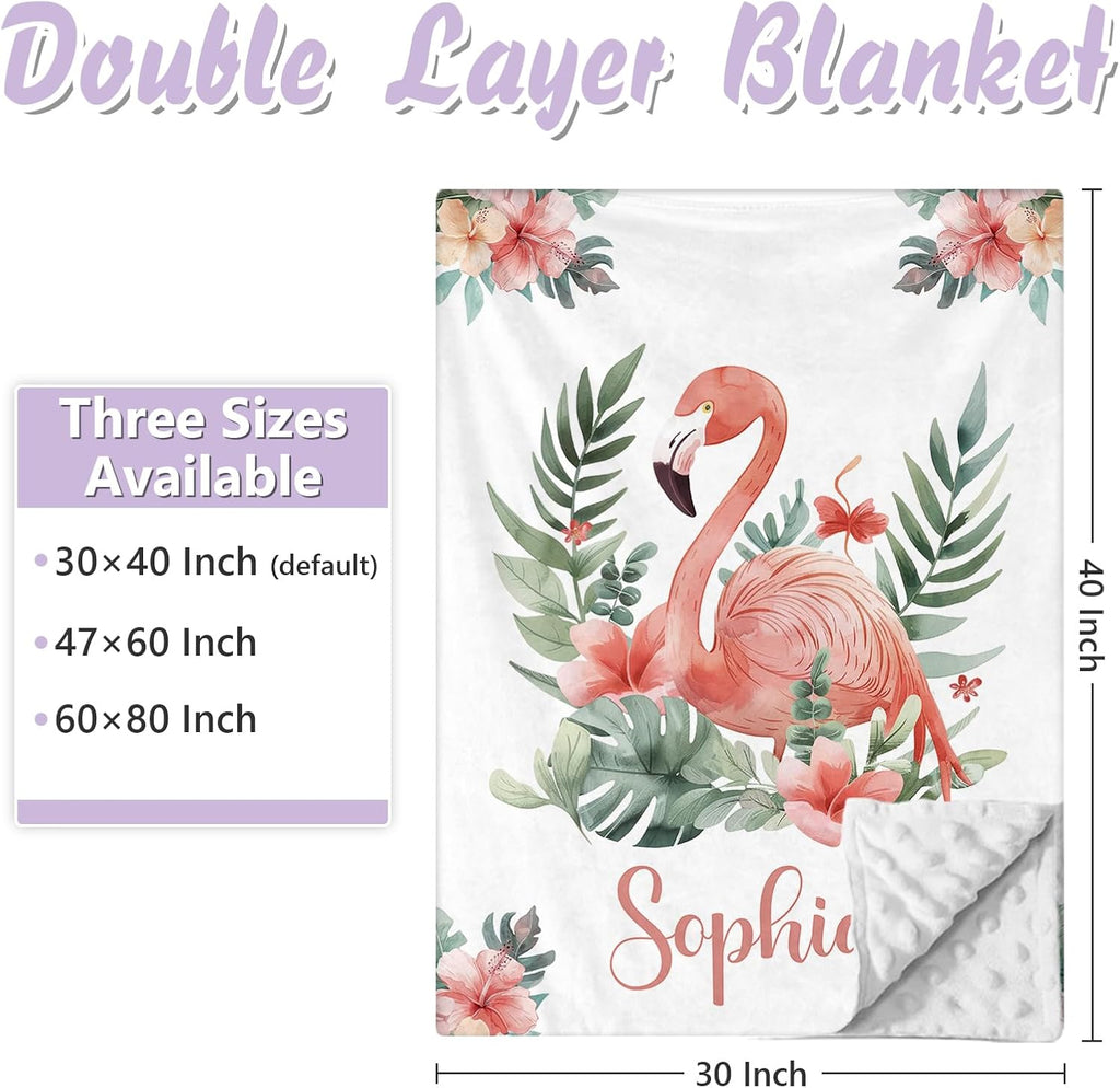 Personalized Baby Crib Bedding Set, 5 Pcs Custom Name Nursery Bedding Set for Girls Boys, Flamingo Baby Crib Set for Toddlers Infants, Double Layer Bedding Crib Sets Customized Gifts