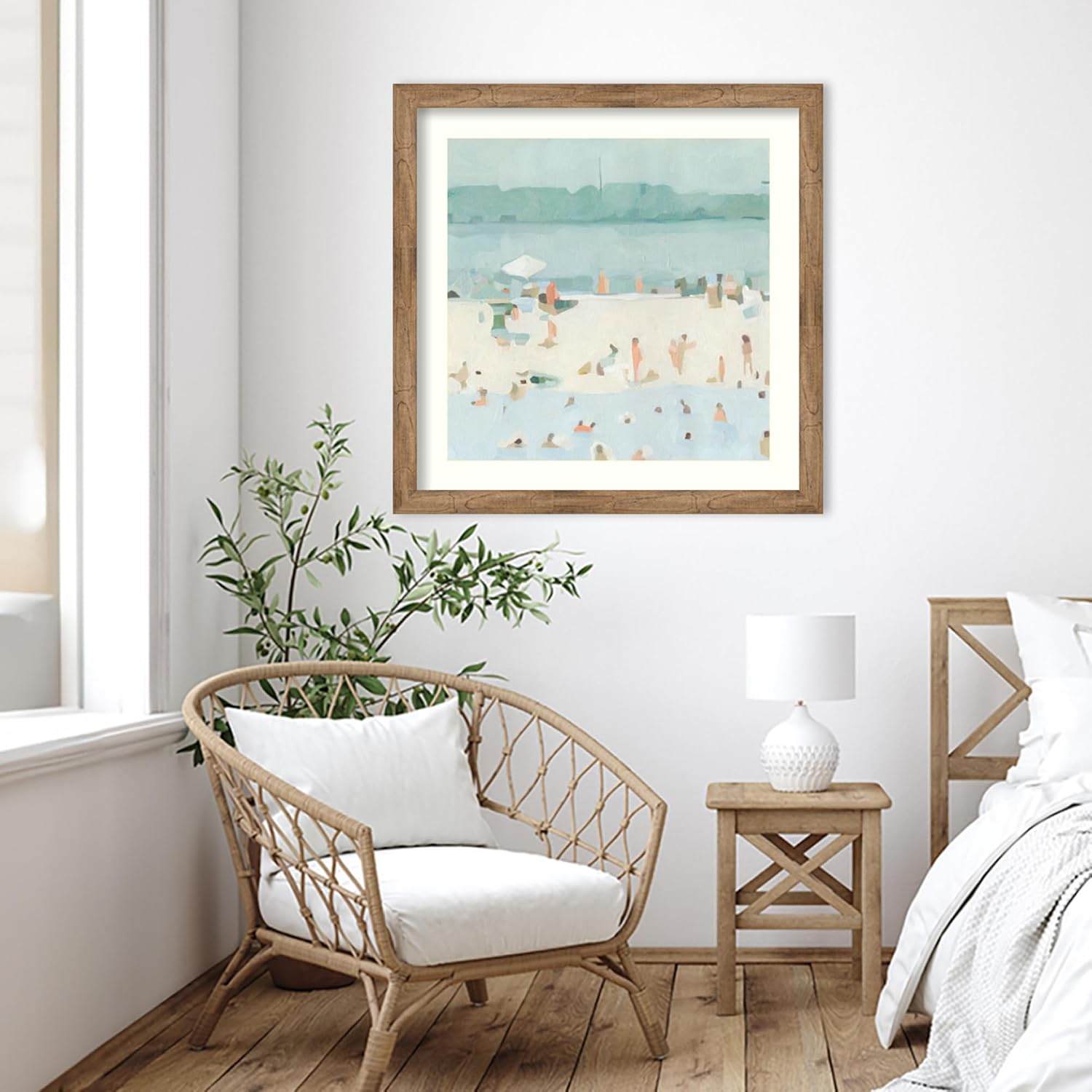 Amanti Art Framed Wall Art Print 36x36 Sea Glass Sandbar I by Emma Scarvey, Abstract Wall Art, Coastal Decor, Large Poster Painting Artwork for Living Room, Bedroom, Bathroom, Kitchen, Office or