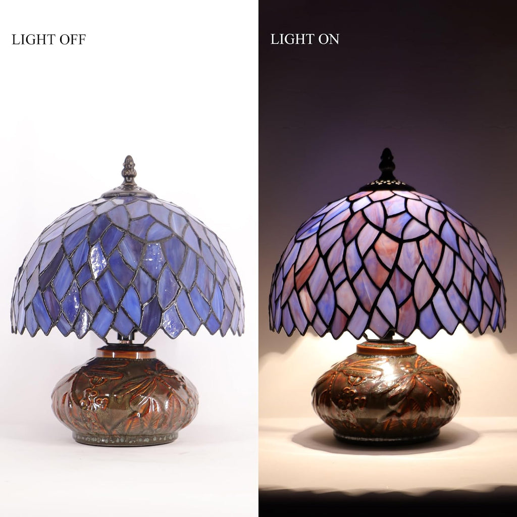 Small Tiffany Table Lamp Mini Mushroom Stained Glass Lamp Memory Sympathy lamp 10X11 Inch (Wisteria Style)