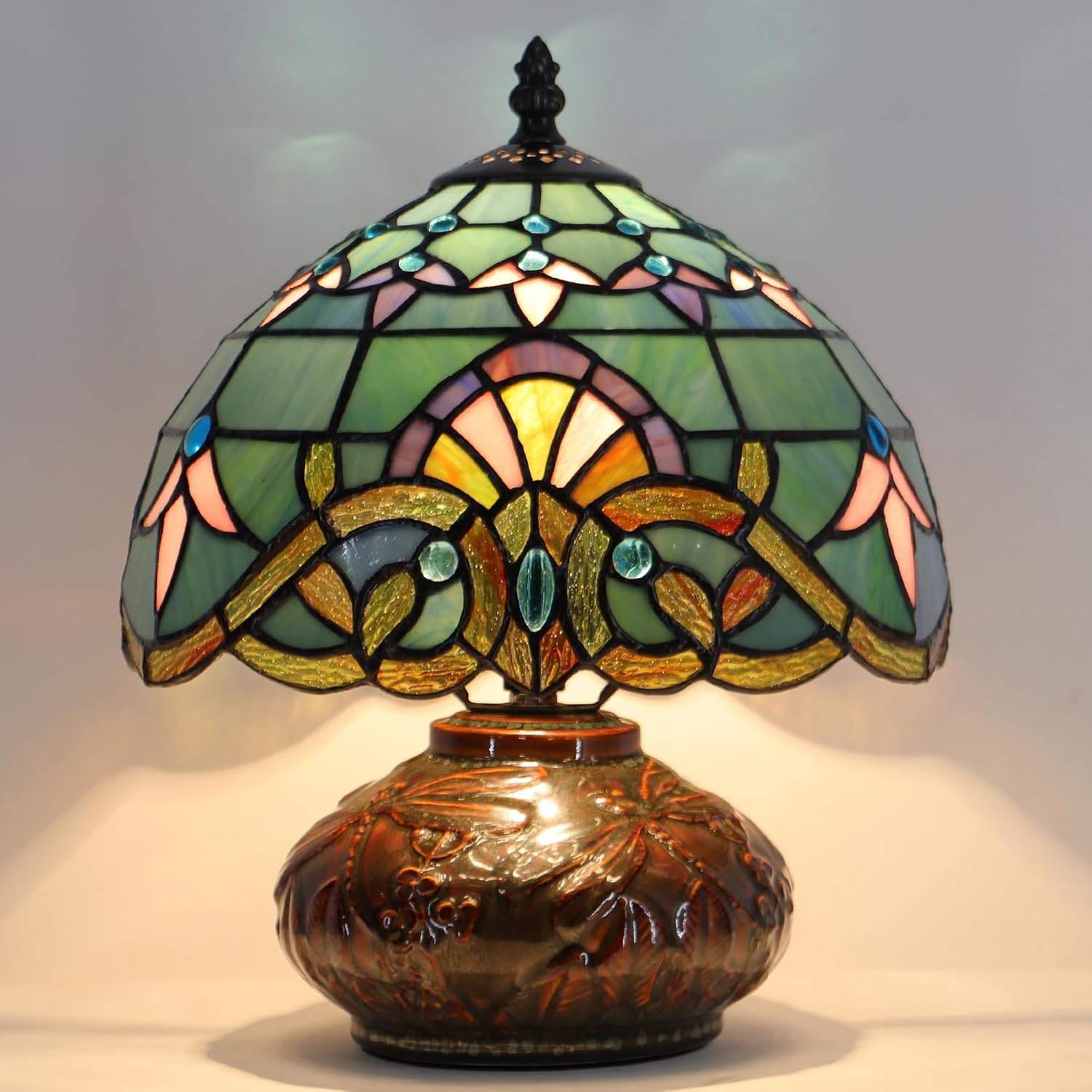 Small Tiffany Table Lamp Mini Mushroom Stained Glass Lamp Memory Sympathy lamp 10X11 Inch (Baroque Style)