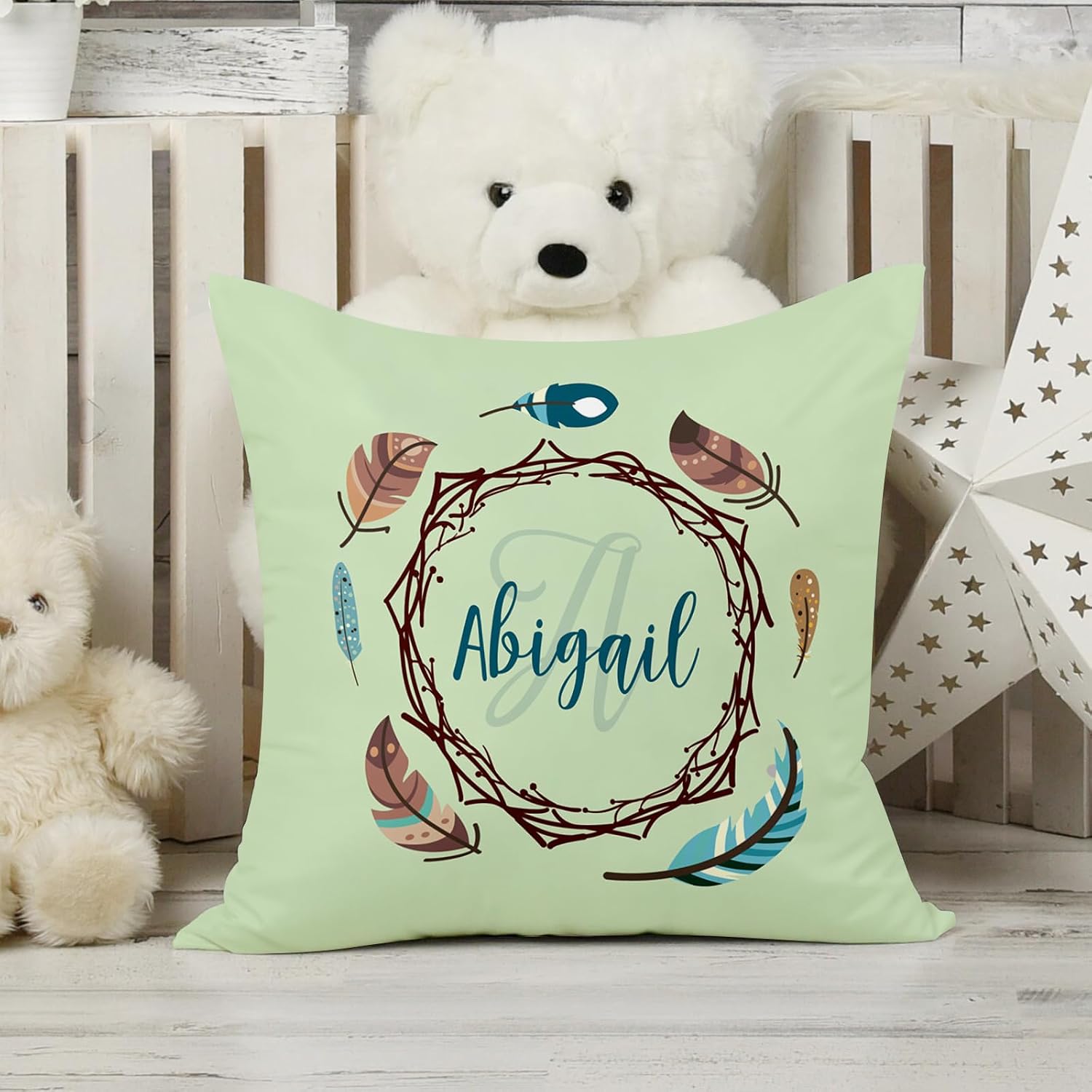 Custom Baby Crib Bedding Set - 5 Piece Nursery Crib Set Woodland Animals Design - Personalized Name Blanket with Dotted Backing, Crib Sheet, Changing Pad Cover, Pillow Cover, Rug for Newborns Color03
