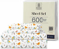 Kotton Culture Bed Sheets 4 Piece 100% Egyptian Cotton 600 Thread Count Soft Crisp Cooling Cotton Luxury Hotel Sheets Thick with 16' Inch Deep Pocket Snug Fit Sateen Weave(Forest Birds,Alaskan King)