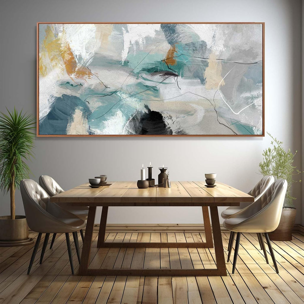 Kureful Green and White Canvas Wall Art Contemporary Wall Decor Abstract Poster Printing 36'x70' Office Art Pictures Bedroom Decorations