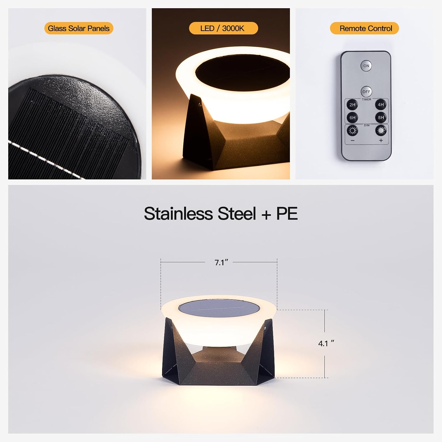 MVBT Solar Lamp, Small Solar Table Lamp, 3000K Outdoor Lanterns for Patio Waterproof, Modern Lantern Outdoor Table Lights, LED Garden Light, Dusk to Dawn Floor Lamps for Outside Deck Yard Decorative