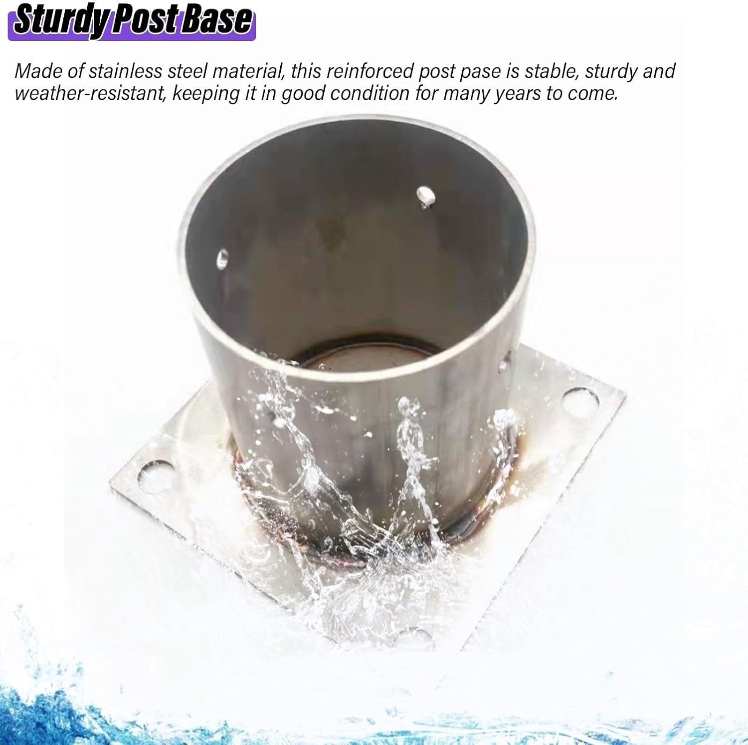 Post Base 2x2 4x4 6x6 8x8 Wood to Concrete, Strong Tie Post Sleeve Surface Mount Kit/Porch Mailbox Fence Column Protector/Round Anchor, 2/3/ 4/5/ 6/10/ 12 Pcs(6pcs,Dia 100 mm/3.9 in)