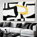NBAODAN Minimalist Art Painting Gold Picture Wall Decor Large Abstract Wall Art for Bedroom Black Wall Decor for Living Room 29'x58' Framed Canvas Art