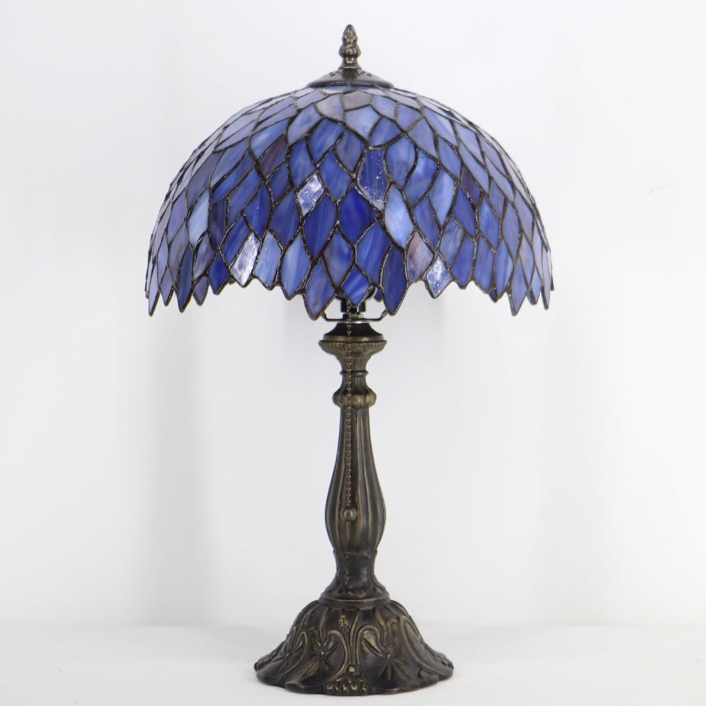 Tiffany Style Lamp Stained Glass Table Lamp Memory Sympathy Desk Reading Light 12X19 Inch (Wisteria Style)