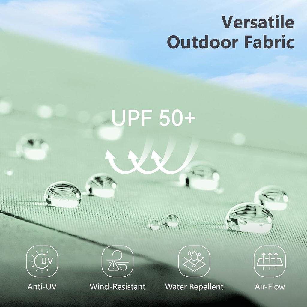 MFSTUDIO 15ft Double Sided Patio Umbrella with Solar Lights, Outdoor Large Umbrellas with Crank Handle and 36 LED Lights, Rectangular Market Umbrella with Base Included for Deck Pool Shade, Mint Green