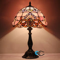 Tiffany Lamp Touch Control Table Lamp Pink Stained Glass Desk Lamp 12X12X19 Inches Baroque Style Reading Light