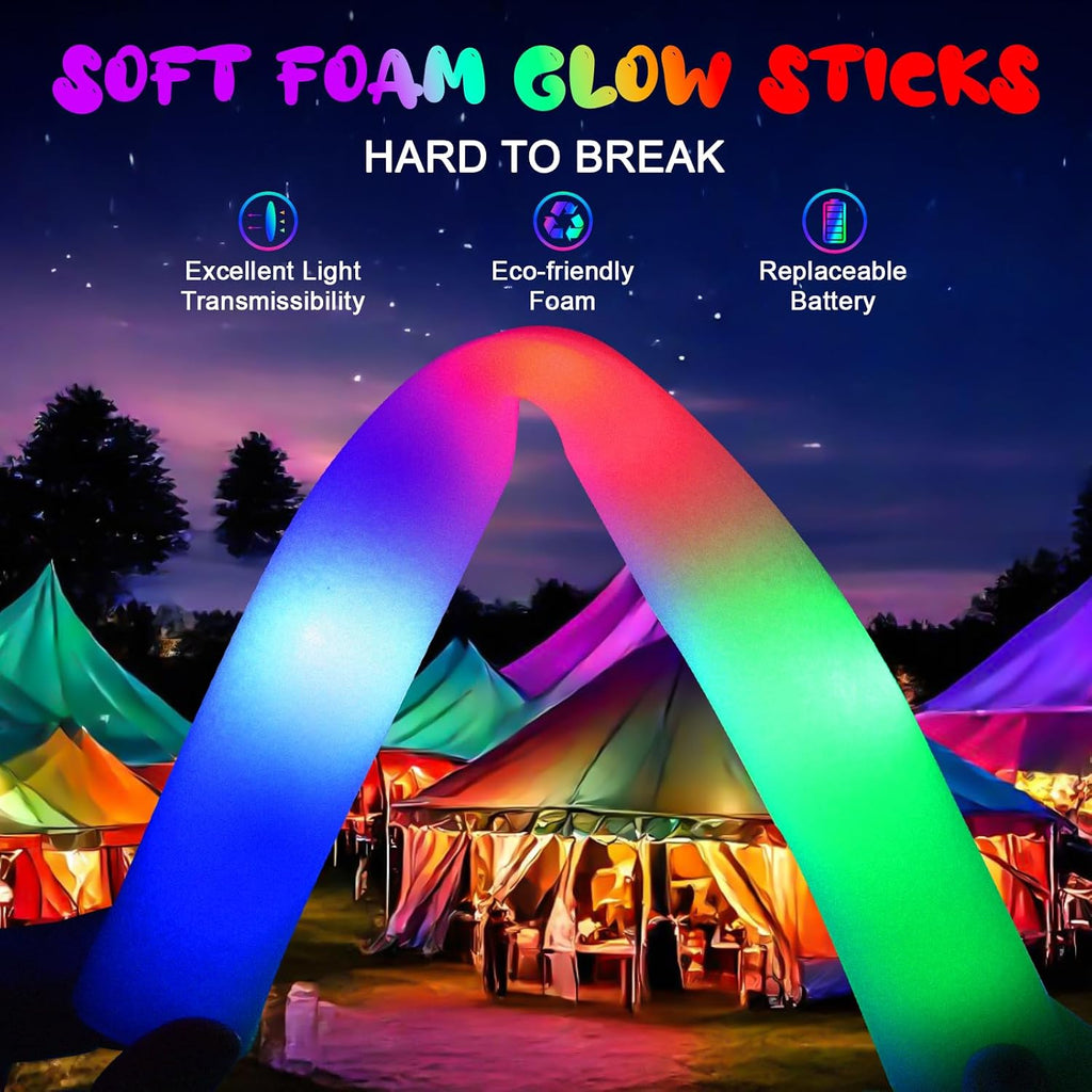 HONLYNE 200PCS Foam Glow Sticks with 3 Modes Colorful Flashing, LED Light Sticks, Glow Sticks Party Pack for Wedding, Raves, Concert, Party, Christmas Supplies