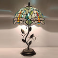 Tiffany Table Lamp, Stained Glass Style Desk Lamp, 12X12X19 Inch,Bedside Reading Light, Metal Leaf Base (Brown Dragonfly Style)