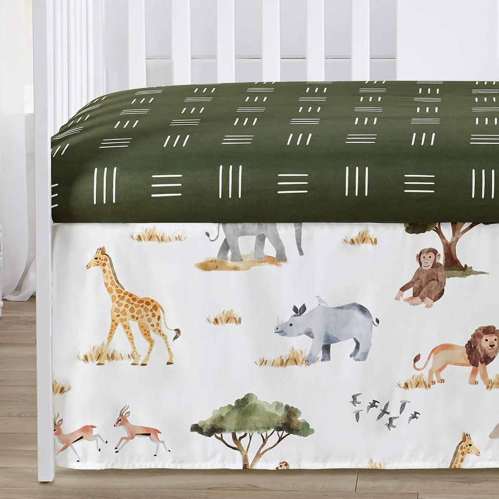 Sweet Jojo Designs Jungle Animals Boy Girl Gender Neutral Baby Crib Bedding Set Infant Nursery Room BreathableBaby Breathable Mesh Crib Liner Blanket Fitted Sheet Skirt 6p Green Yellow Boho Mud Cloth