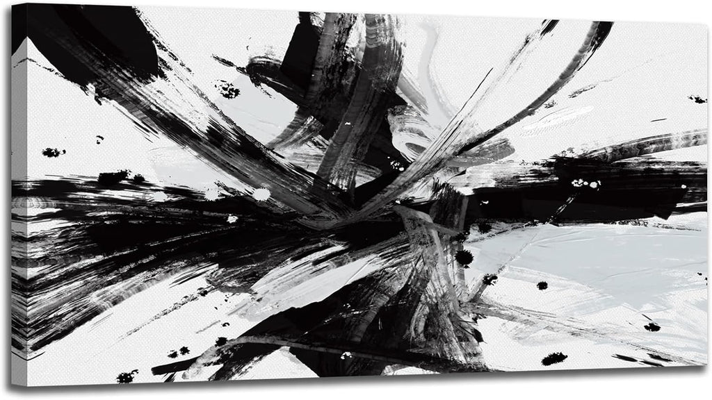 RUIFENGL Black and White Abstract Canvas Prints Wall Art for Office Wall Decor Black & White Graffiti Modern Paintings Artwork Pictures for Living Room Home Decoration Ready to Hang 30'x 60' Xlarge