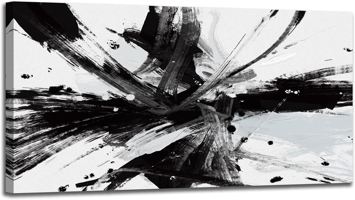 RUIFENGL Black and White Abstract Canvas Prints Wall Art for Office Wall Decor Black & White Graffiti Modern Paintings Artwork Pictures for Living Room Home Decoration Ready to Hang 30'x 60' Xlarge